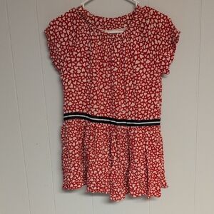 Gymboree Red Blouse with White Heart Pattern